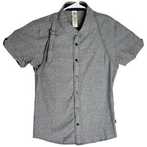 Andrew Christian Men Gray Short Sleeve Button Up Shirt Style‎ 10212 Medium